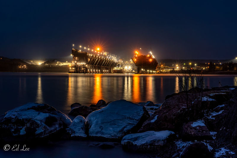 The iron ore docks at night