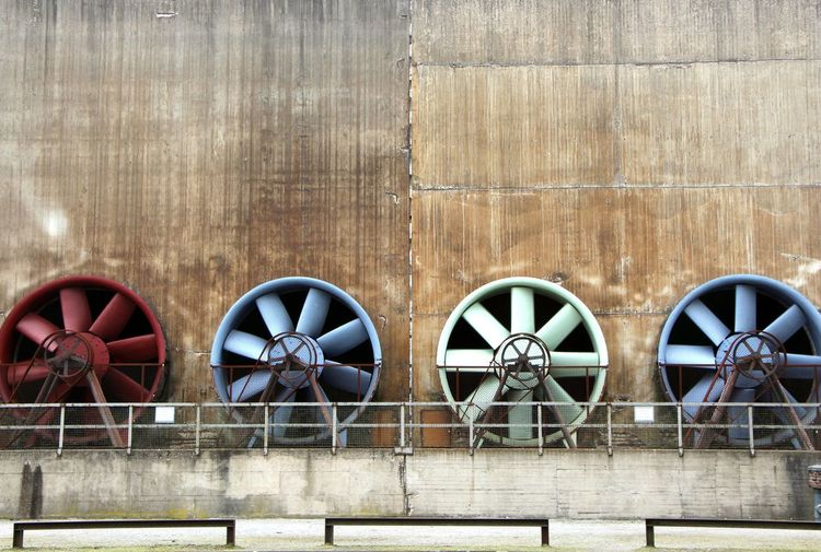 Exhaust fans on wall