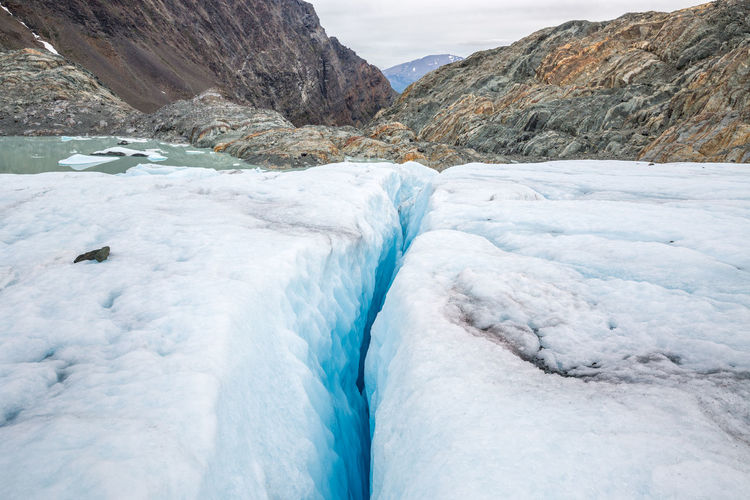 Crevasse in glacier at lyngen alps