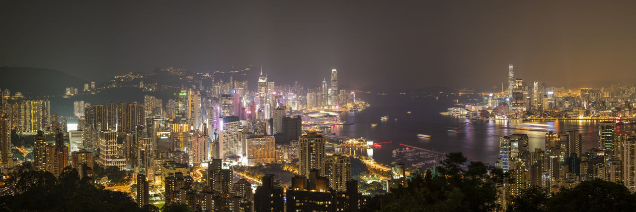 Cityscape from braemar hill at night, hong kong