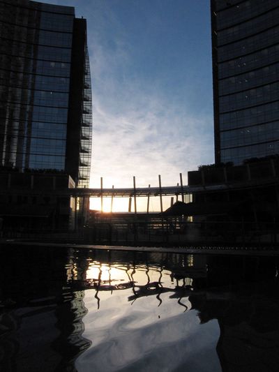 Reflection of buildings in river
