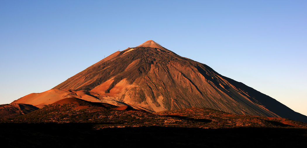 Scenic view of el teide volcano against clear sky