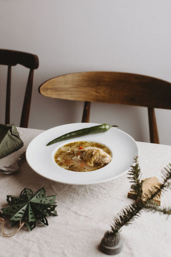 Turkey soup at christmas dinner