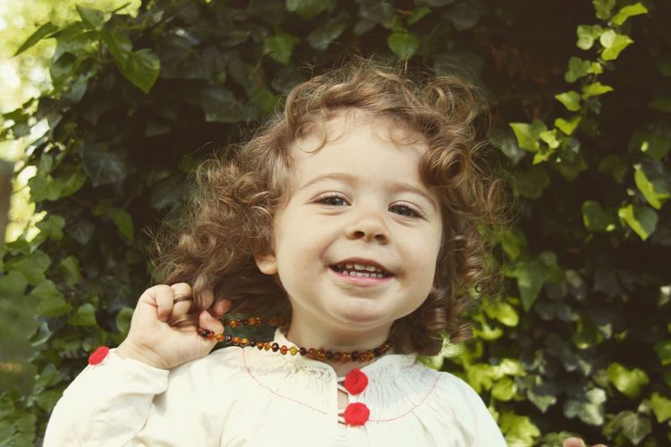 Portrait of cute girl smiling