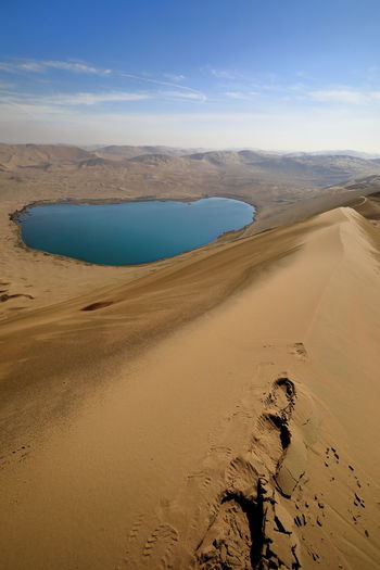 1187 full view nuoertu lake -biggest in the badain jaran desert-seen from its western megadune-china