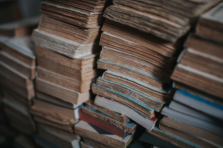 Full frame shot of old books