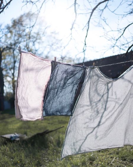 Clothes drying on field