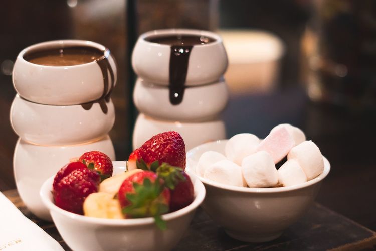 Close-up of dessert on table