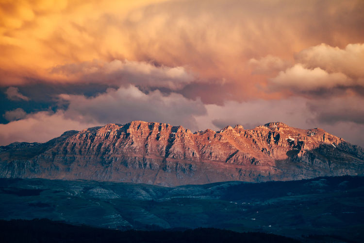Panoramic view of mountains against sky