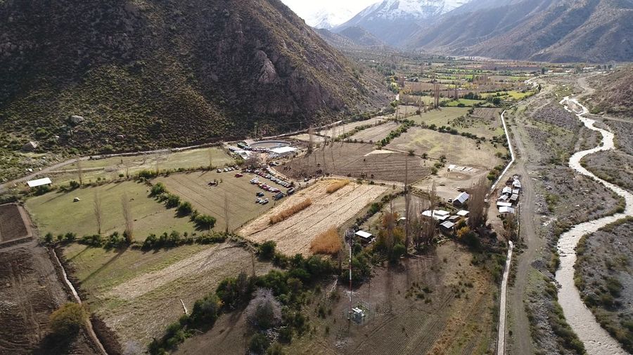 High angle view of agricultural landscape