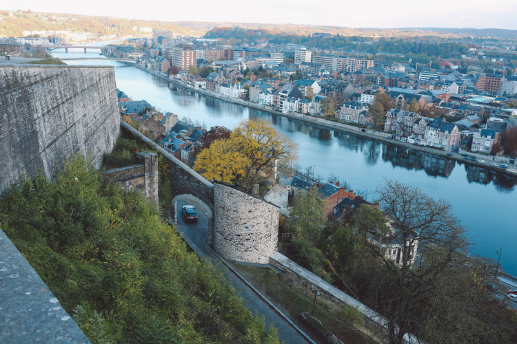 City and meuse river seen from namur citadel