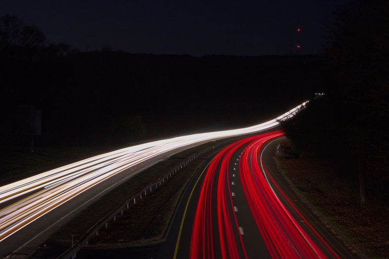 Motorway lights at night