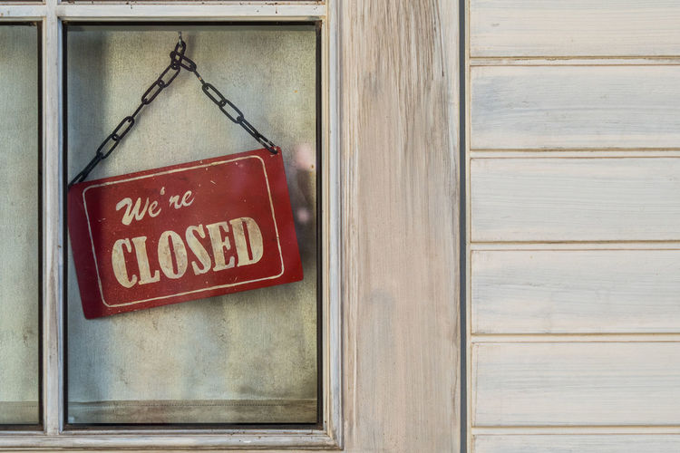 Closed sign on door