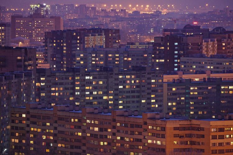 View of illuminated cityscape at night