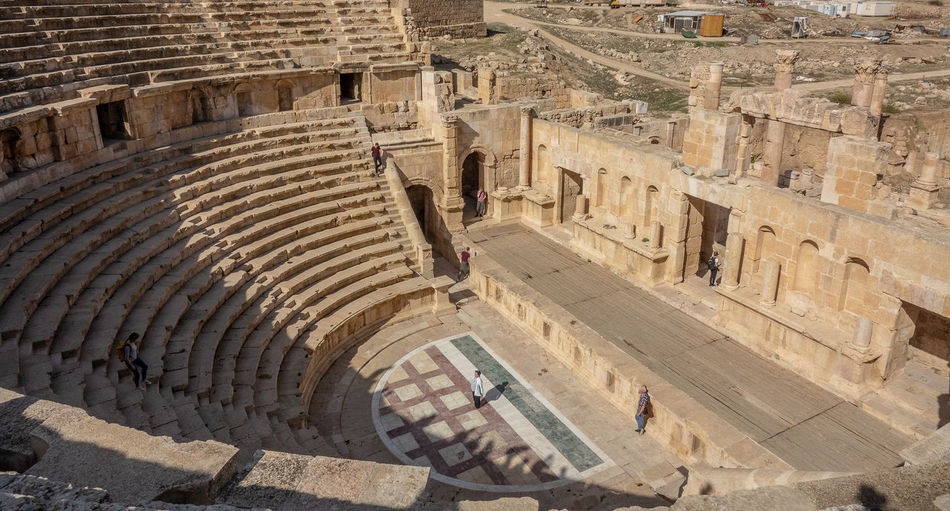 Jerash archaeological site in jordan. it shows many monumental remains from the roman era