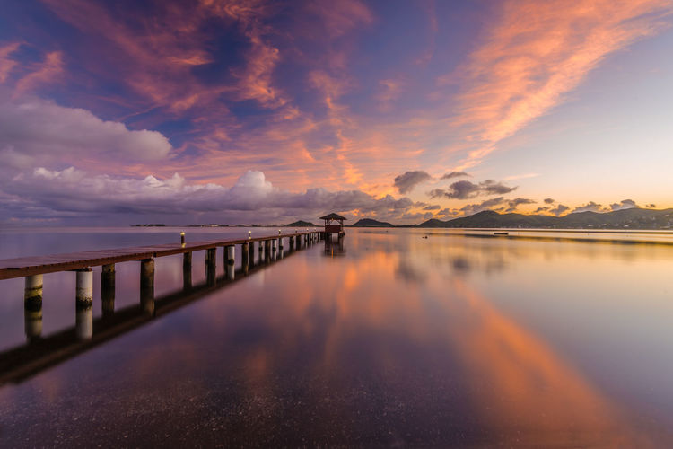 Scenic view of sea against sky at sunset
