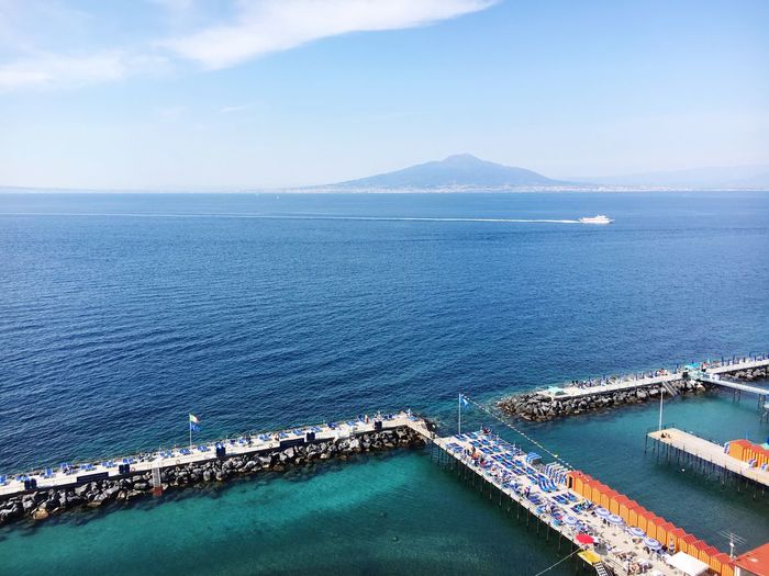 High angle view of sea against sky