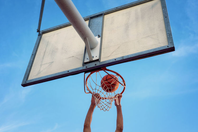 Low angle view of basketball hoop 