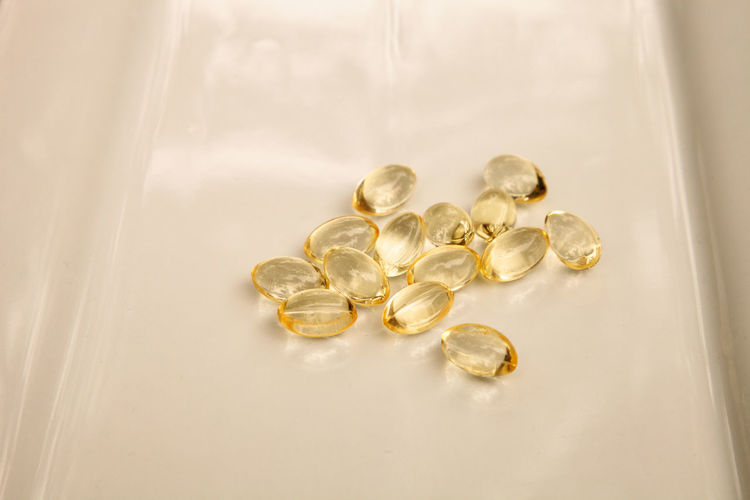Close-up of capsules on table