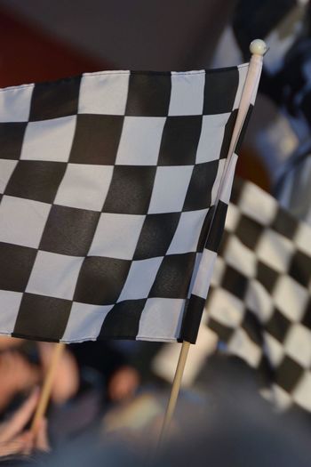 Close-up of checkered flag