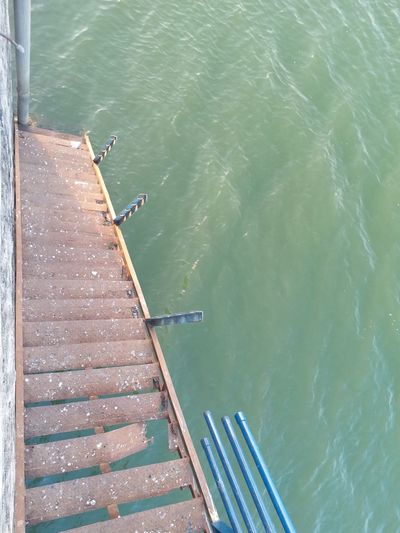 High angle view of pier by sea