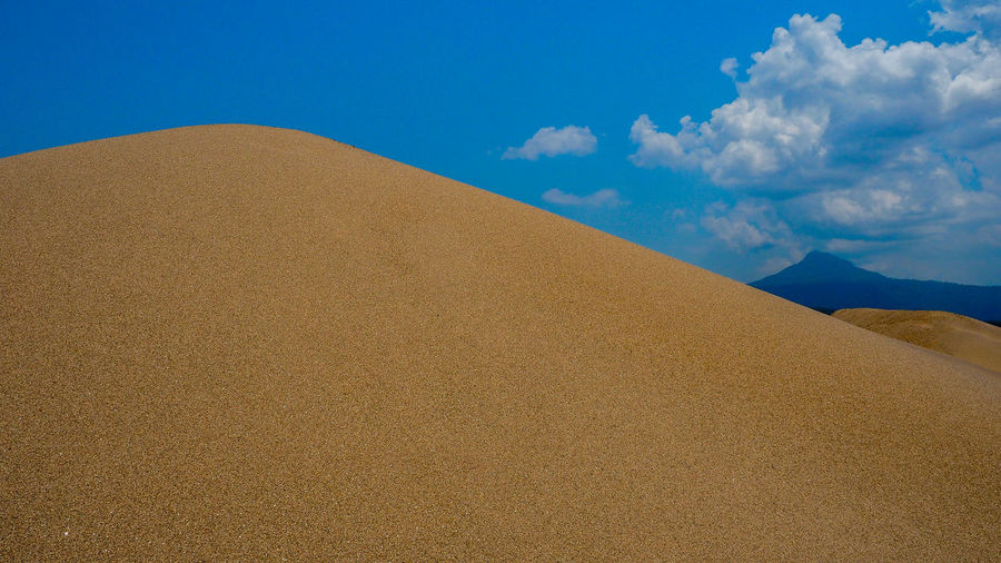 Sand dunes against sky
