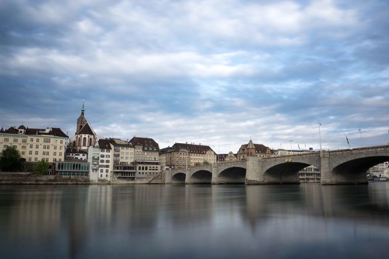 Bridge over river against sky