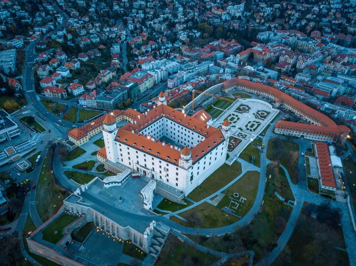 Aerial view of bratislava castle