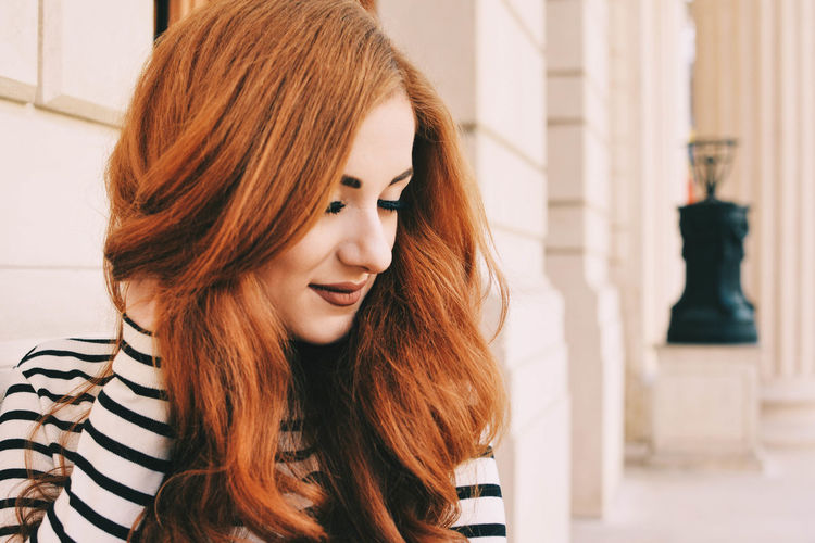 Young woman in hair