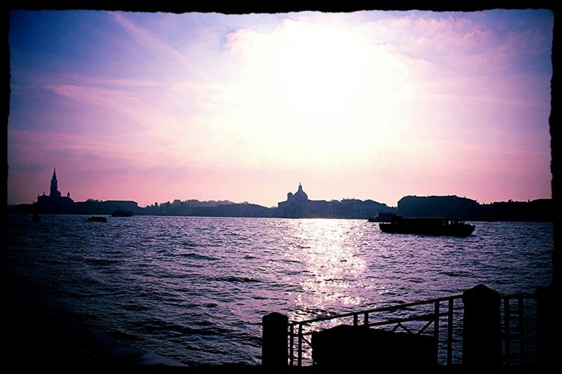 Scenic view of sea at sunset