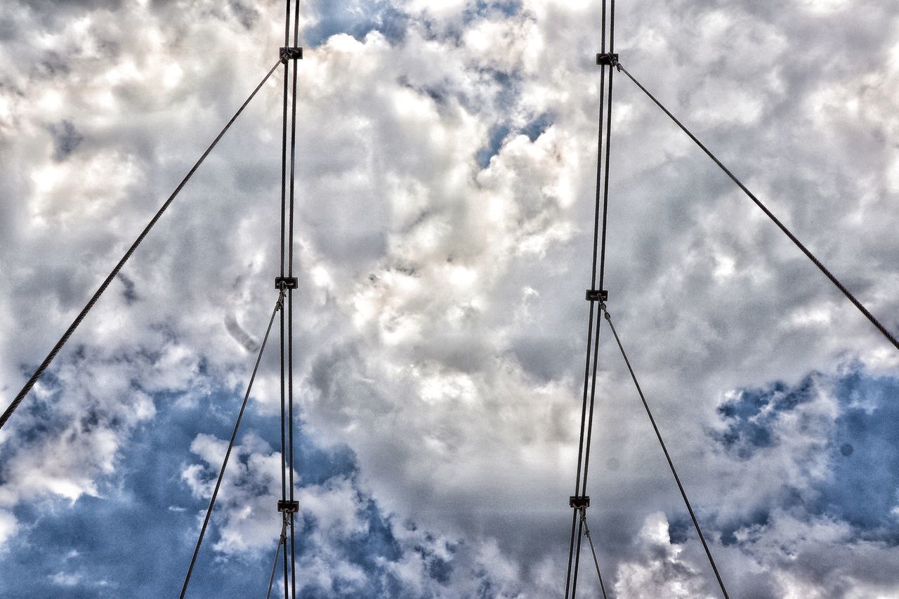 LOW ANGLE VIEW OF CABLES AGAINST SKY