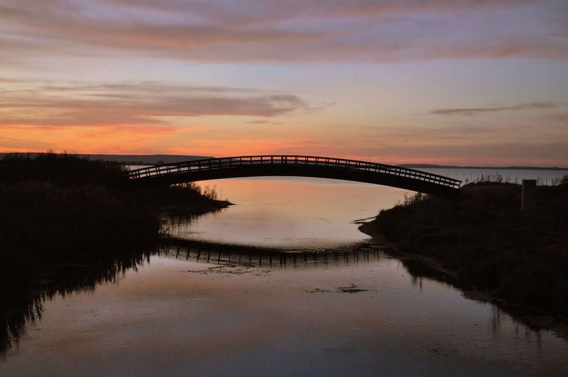 Scenic view of bridge against sky during sunset