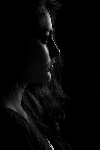 Beautiful girl in rim lighting