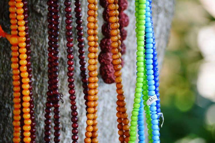 Close-up of colourful beads