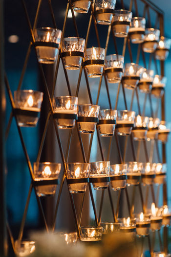 Full frame shot of tea light candles