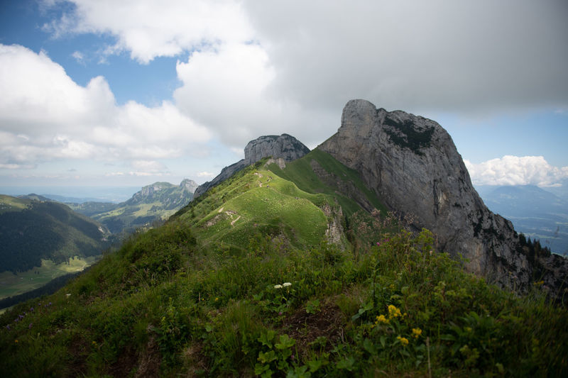 Scenic view of mountains against sky