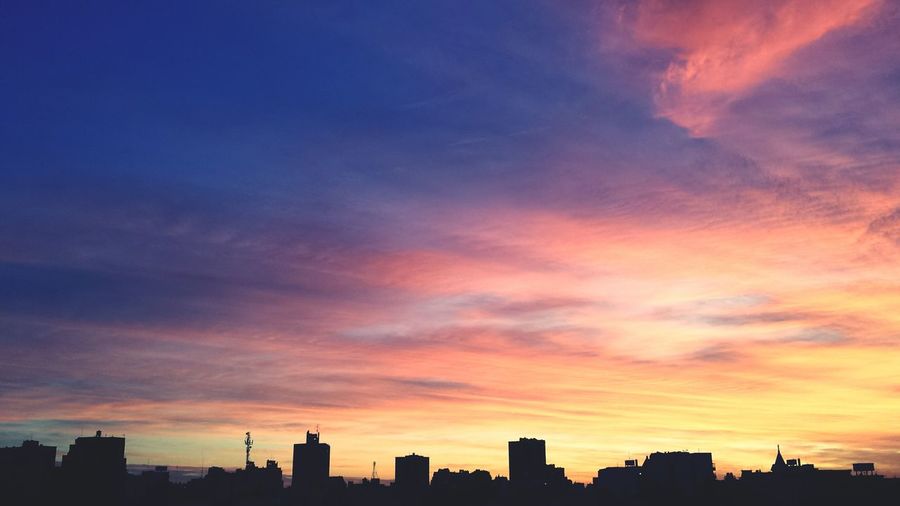Sunset over city