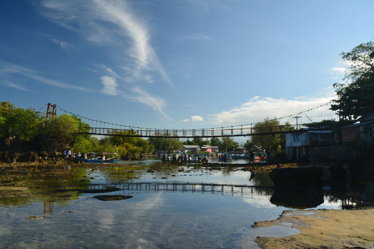 Bridge over river against sky