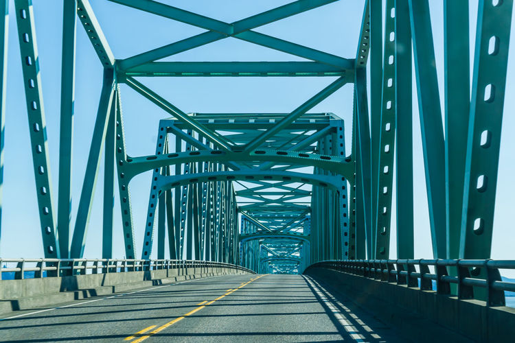 A view of the north end of the astoria-megler bridge in the pacific northwest.