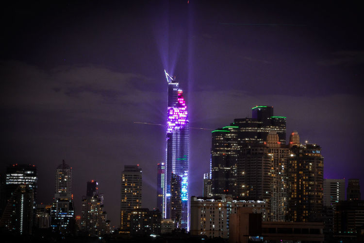 City lit up at night