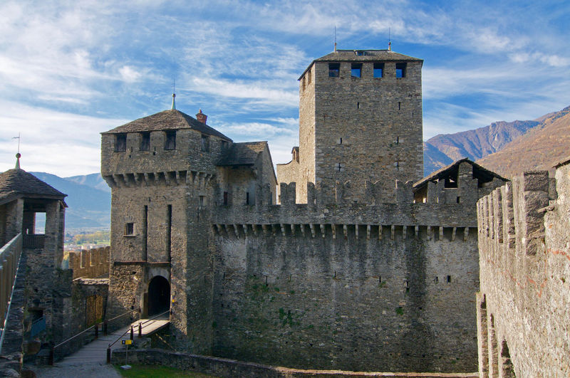View of the inside building of castello montebello - montebello castle in bellinzona, switzerland