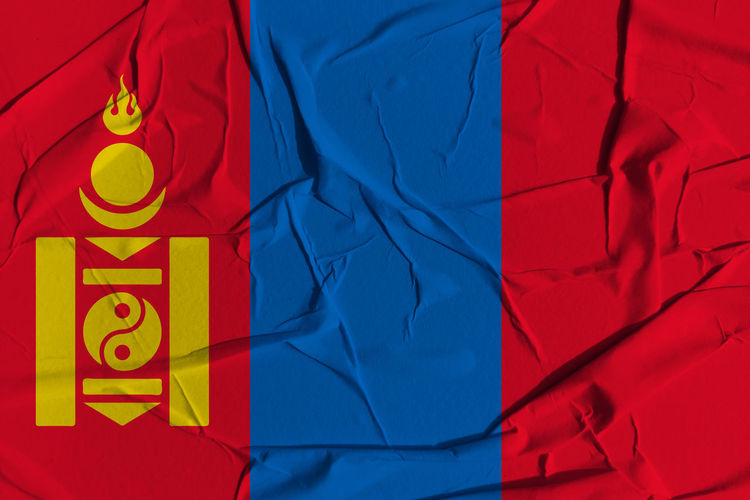 Mongolia flag made of crumpled paper