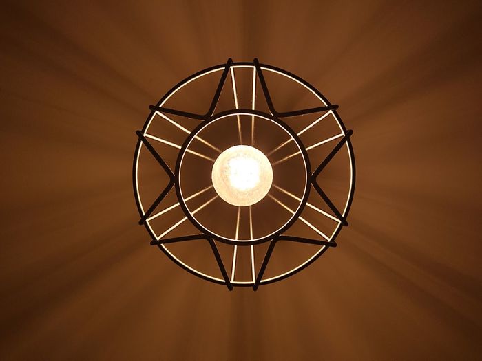 Directly below shot of illuminated pendant light