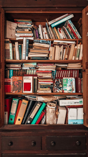Stack of books in shelf