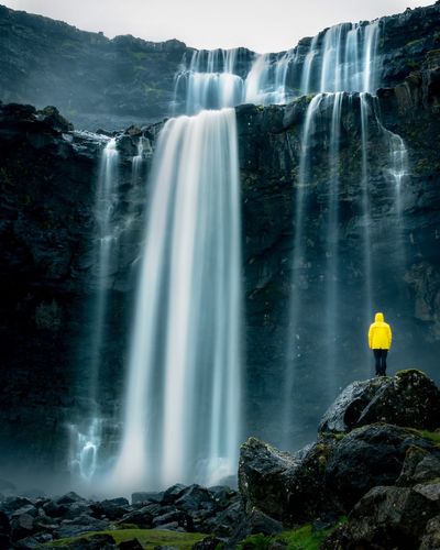 Scenic view of waterfall in forest