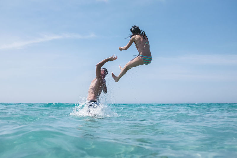 Friends having fun in the water
