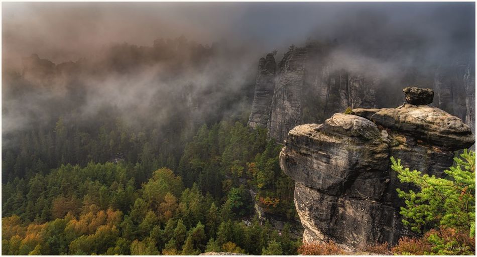 Scenic view of rocky mountains