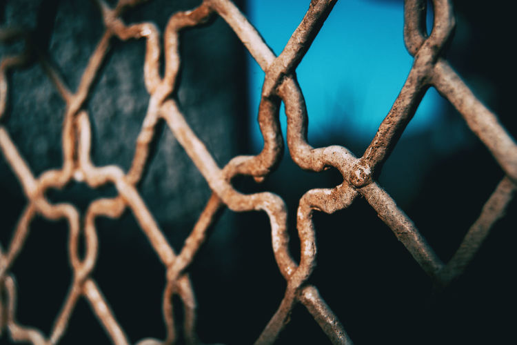 Close-up of rusty chainlink fence