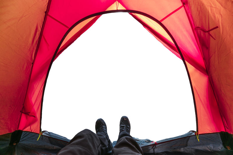 Low section of man in tent