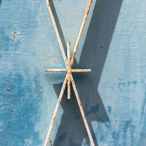 Close-up of metallic structure on wall